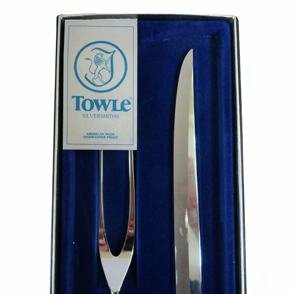 Vintage TOWLE Stainless Steel Cutlery ~ Boxed Knife & Fork Carving Set - Picture 7 of 9